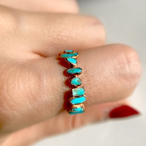 Full Eternity ring wedding band | blue turquoise multi gemstone handmade alternative engagement ring | raw personalised minimalist gift