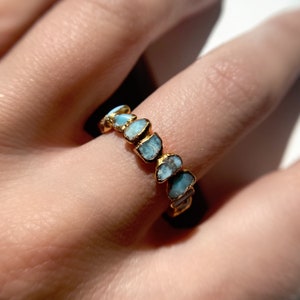 Full Eternity ring wedding band | blue larimar multi gemstone handmade alternative engagement ring | raw personalised unique minimalist gift