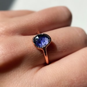 Iolite gemstone handmade ring | dark purple navy | personalised gift | ooak minimalist jewelry alternative engagement | custom made