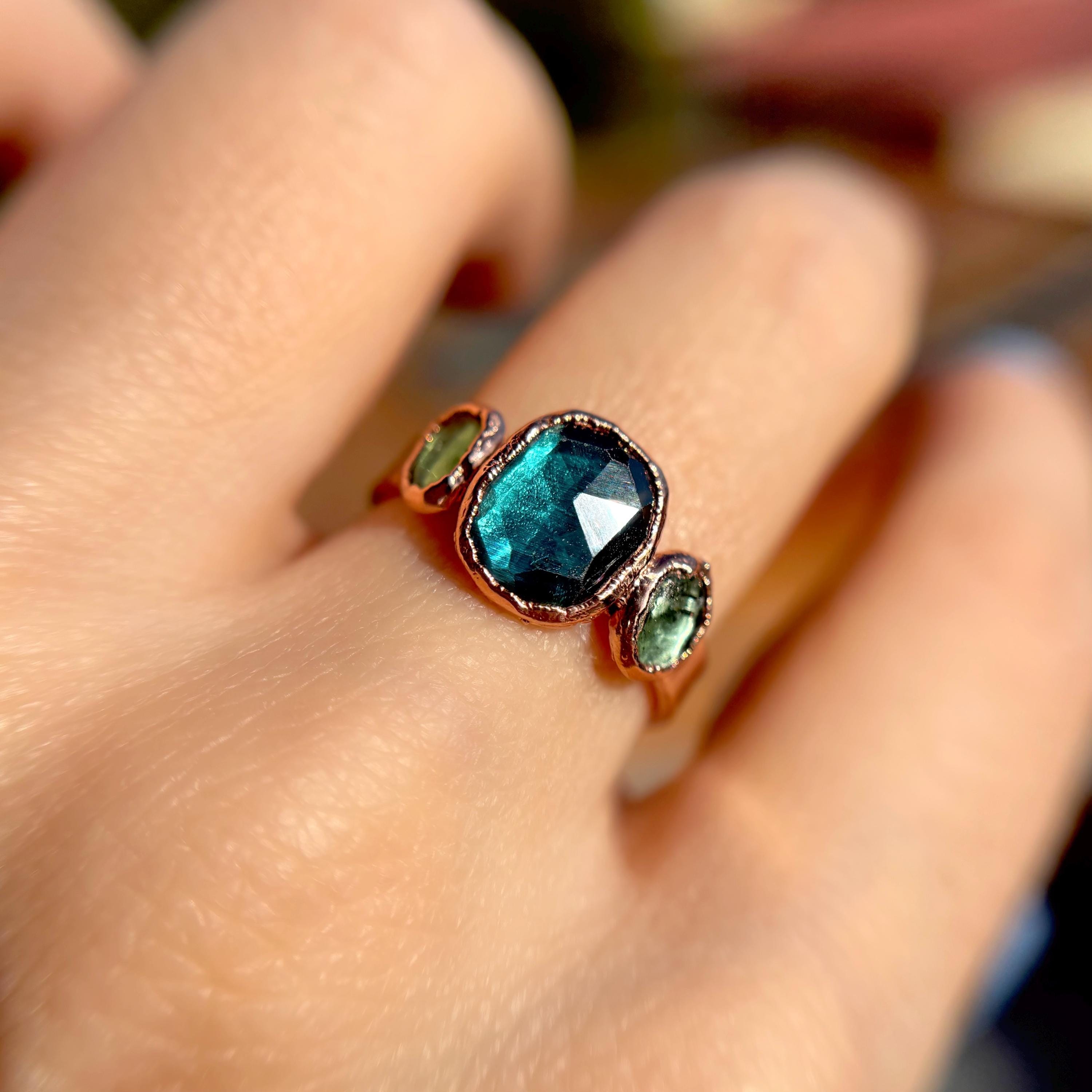 Bague Plaquée Or Blanc Avec CZ Saphir Orange - Pierre Ronde 10mm - Taille 62 - Neuf Sans Emballage