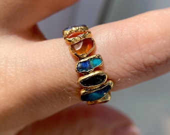 Handmade Rainbow Gemstone Ring: Copper Full Eternity Band