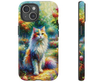 Whimsical Long Haired Cat Phone Case for iPhone 15
