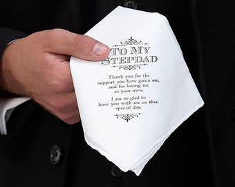 Wedding Hankie for Stepdad - Step Father of the Bride Handkerchief