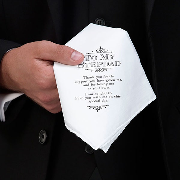 Wedding Hankie for Stepdad - Step Father of the Bride Handkerchief