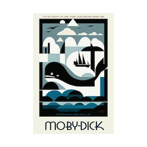 Moby Dick Art Deco Poster