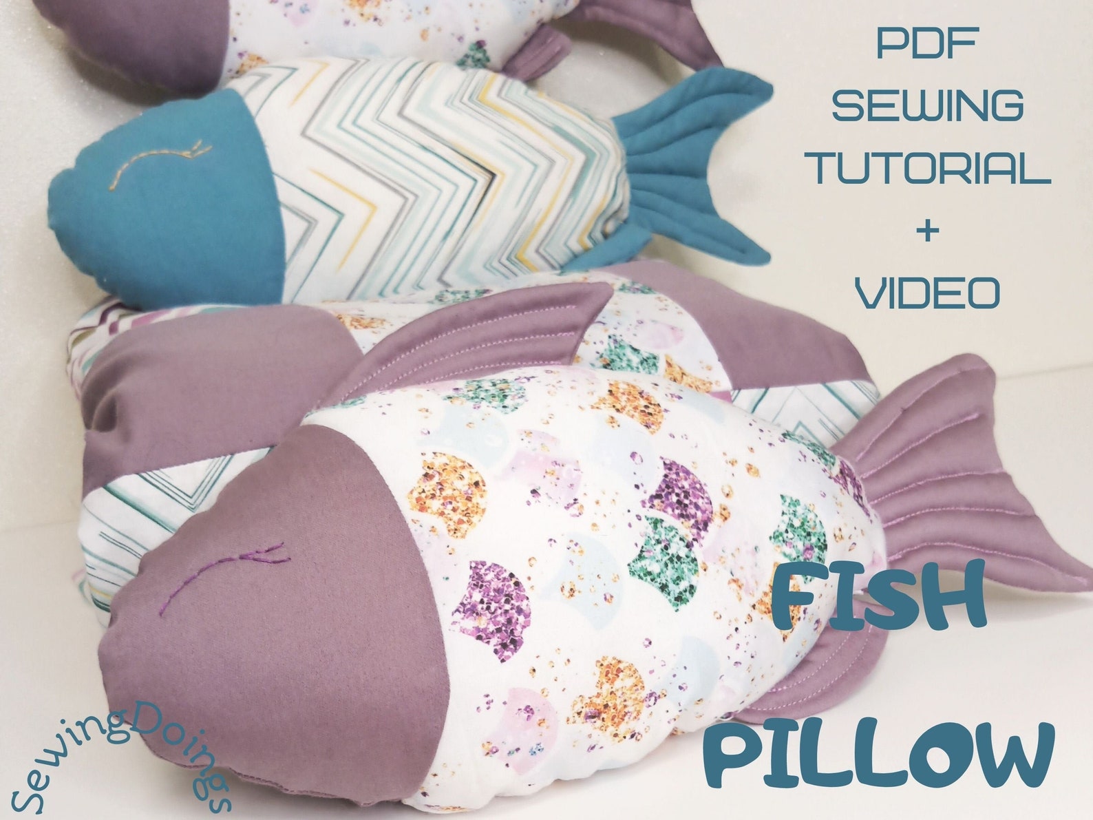 Fish pillow sewing tutorial Stuffed animal PDF pattern Soft Etsy