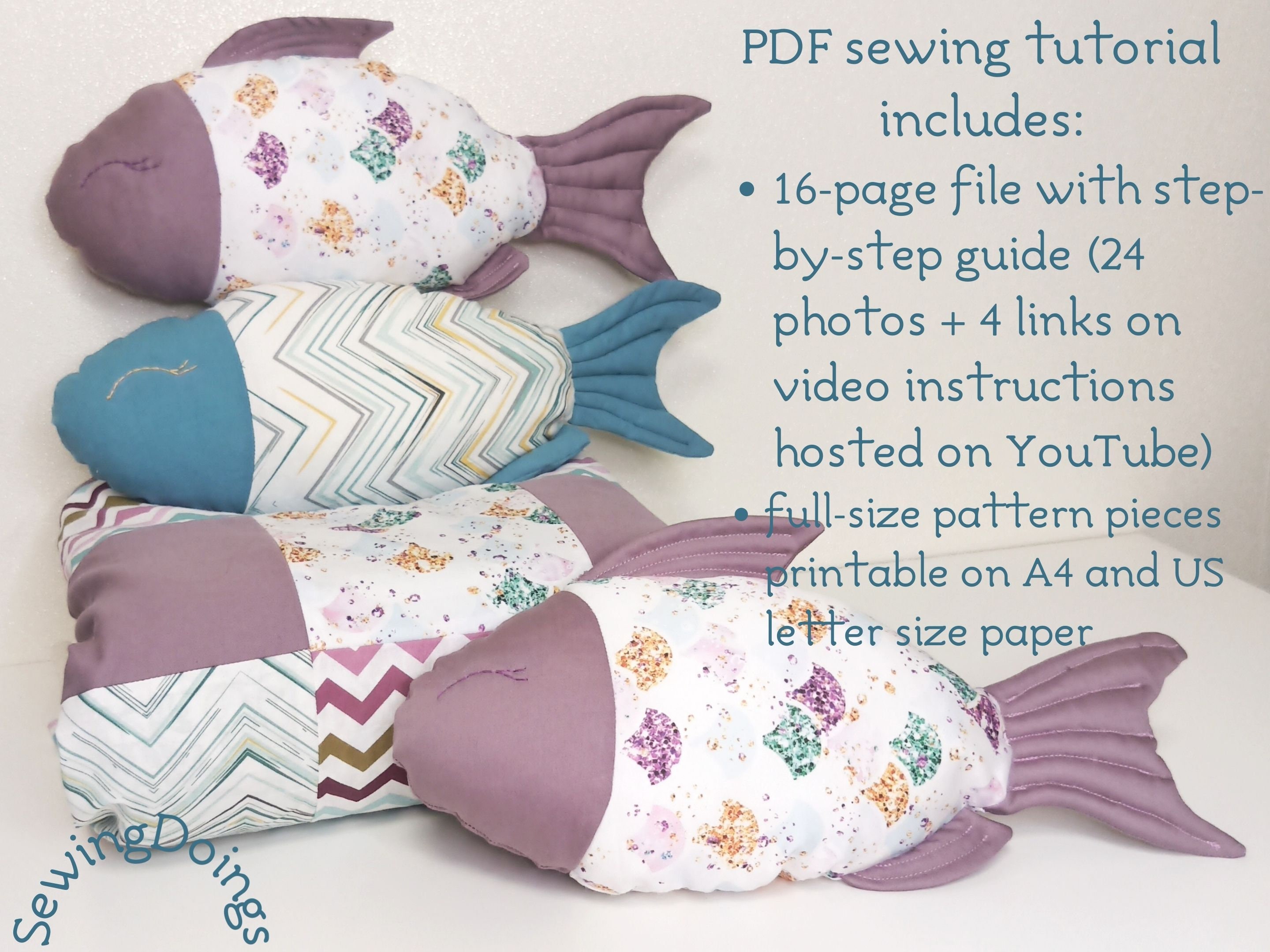 Soft toy fish sewing tutorial Stuffed animal PDF pattern Etsy