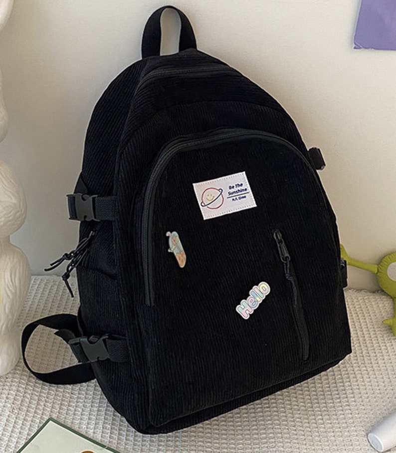 Red Corduroy Backpack Student School Backpack Pink Laptop Etsy