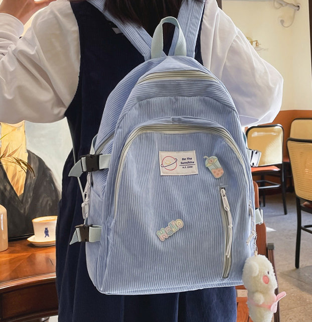 Red Corduroy Backpack Student School Backpack Pink Laptop Etsy