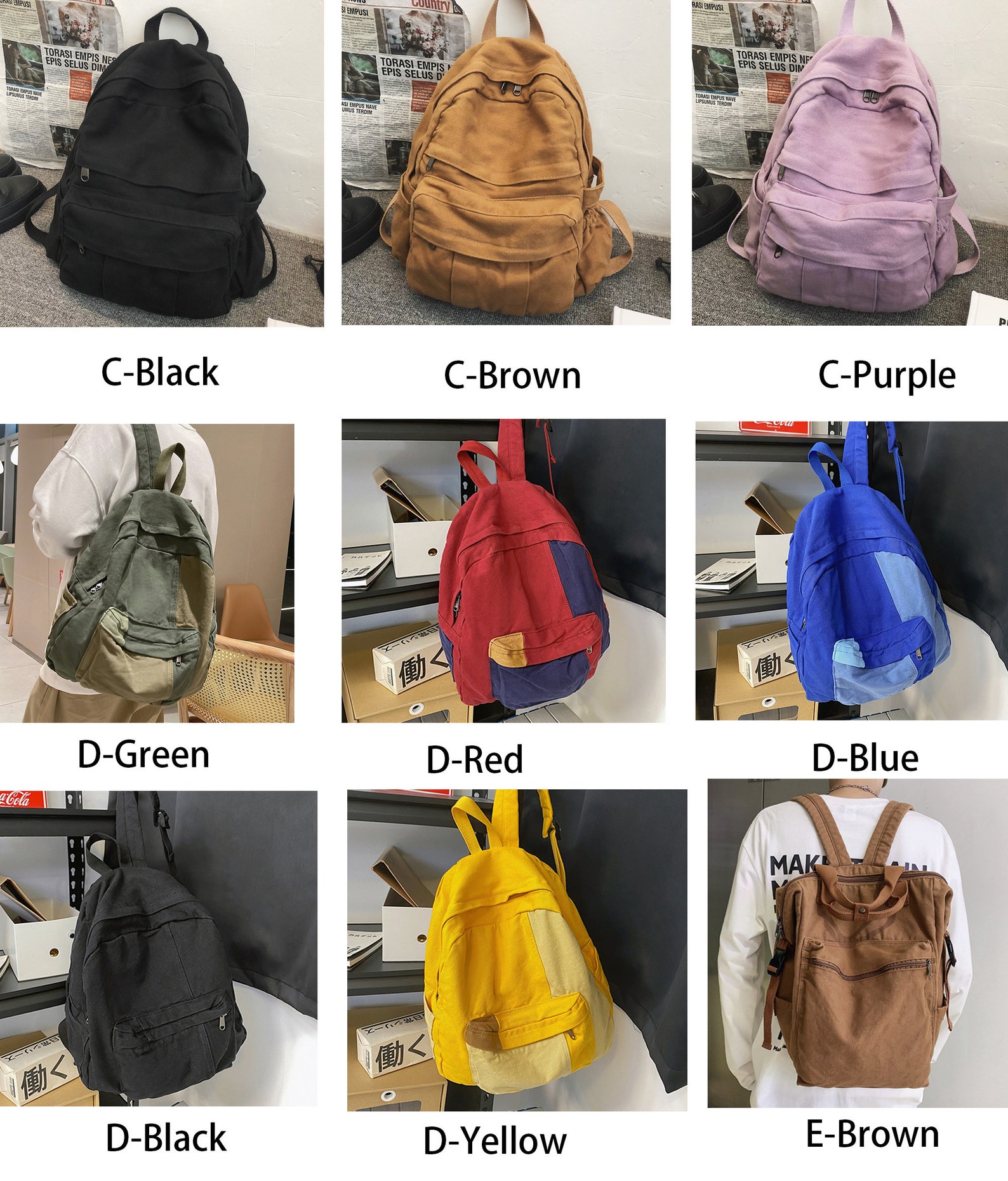 Retro Canvas Backpack Canvas Backpack for Travel Student Etsy