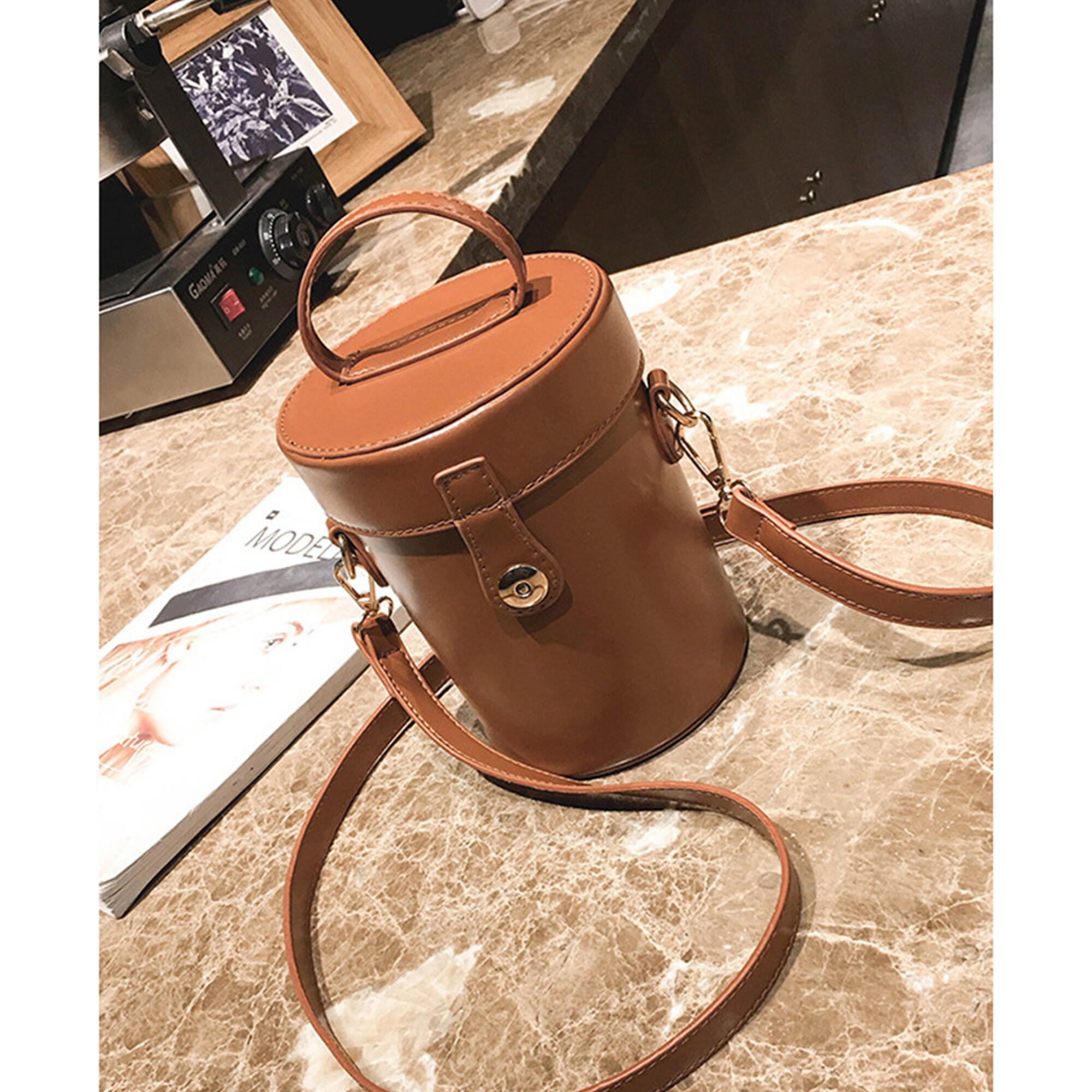 Cylindrical Design Tote Leather Bag/ Large Capacity Shoulder Etsy