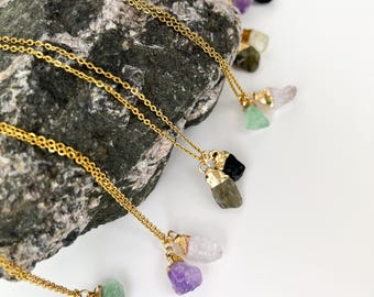 Kristall-Halsketten mit Bedeutung | Handgemachter Themen Schmuck | Aventurin Citrin Amethyst Labradorit Turmalin Bergkristall