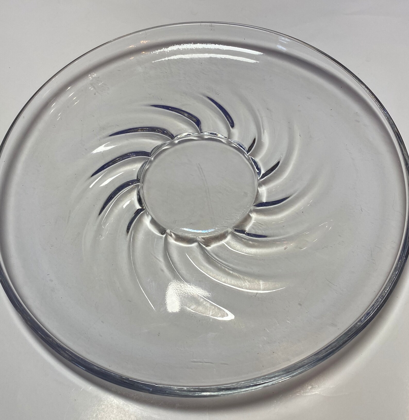 Clear Glass Center Swirl Depression Glass Dessert Plates Set Etsy