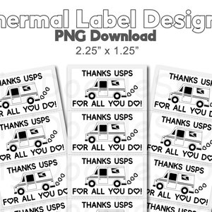 Design dell'adesivo termico / Grazie USPS / Dimensioni 2,25 "x 1,25" / Adesivo busta / Adesivo imballaggio / Stampa e taglio / Rollo / Munbyn