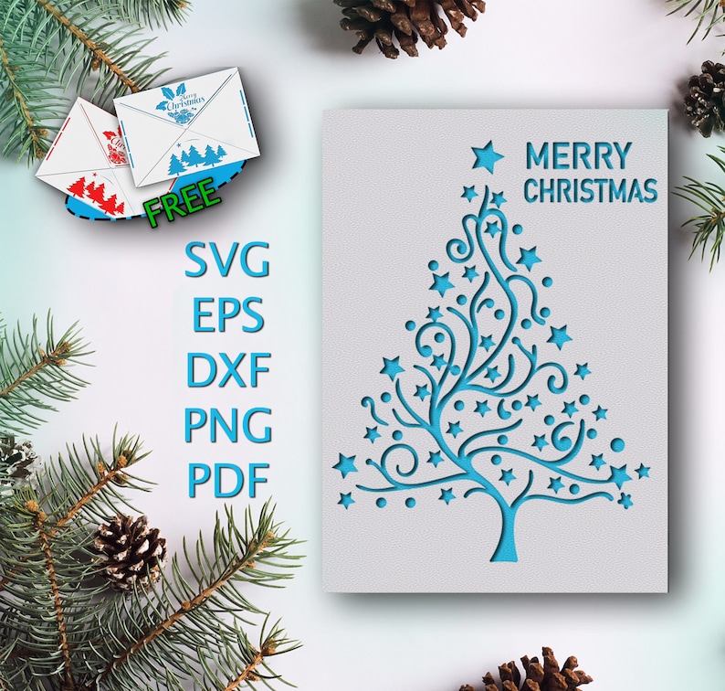Christmas card svg for cricut Merry Christmas Christmas card template SVG PNG paper cut card Birch tree SVG diy cut greeting card Xmas card 