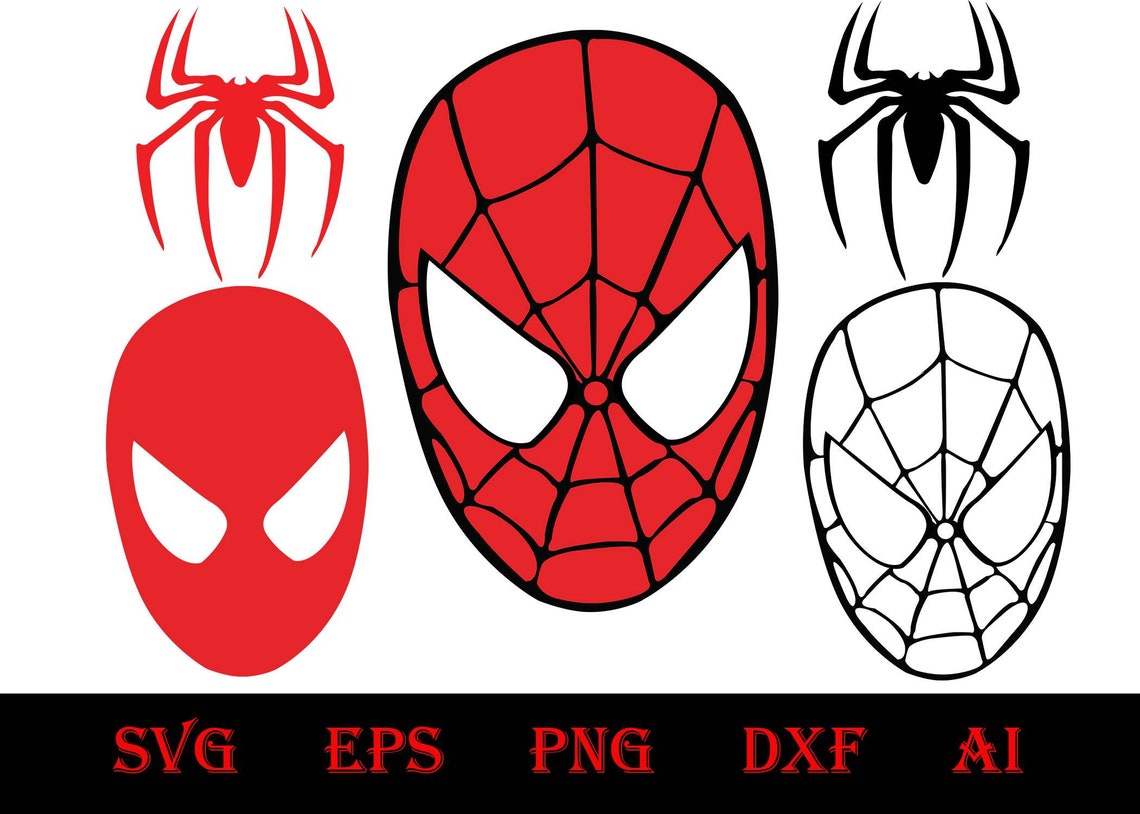 Spiderman svg clip art sticker spiderman face svg clip art | Etsy