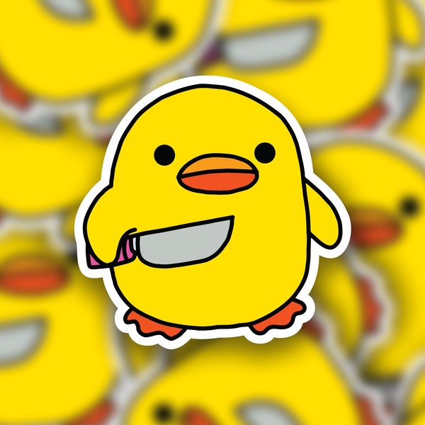 Duck Holding Knife Vinyl Sticker | Laptop Stickers | Water Bottle Stickers | Vinyl Stickers | Funny Stickers | Meme Stickers