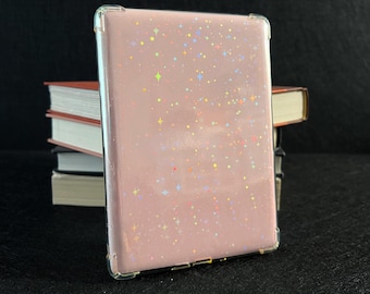 Blush Pink Kindle Insert with Star Overlay - Soft Rose Stardust Pattern Ereader Insert