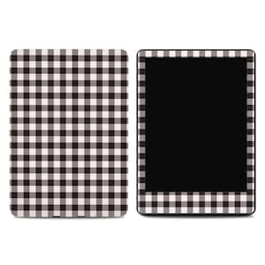 Black Gingham Kindle Skin - Plaid Pattern E-Reader Wrap