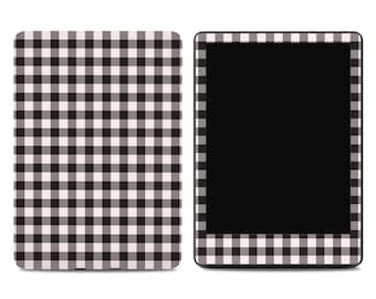 Black Gingham Kindle Skin - Plaid Pattern E-Reader Wrap