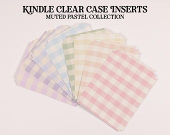 Muted Pastel Gingham Kindle Insert: Durable Vinyl Ereader Insert