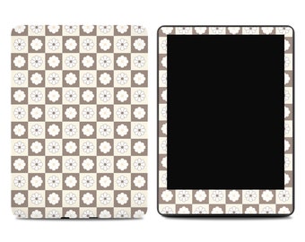 Floral Brown Checkered Kindle Skin | Kindle Paperwhite Skins | Kindle Stickers | Kindle Skins | Paperwhite Decal