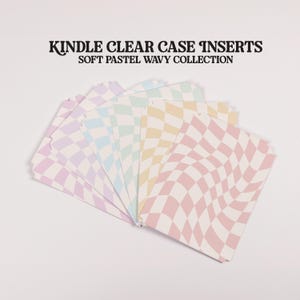 Kindle Insert Soft Pastel Wavy Checkered Collection | Kindle Clear Case Inserts | Kindle Paperwhite Insert | New Kindle Insert