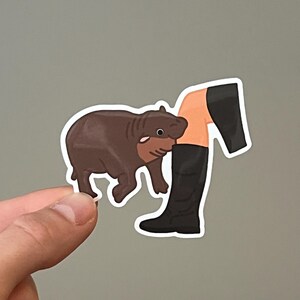 Hippo Sticker - Moo Deng Meme Style, Weatherproof Vinyl image 3