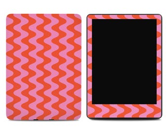 Cherry Wave Kindle skin - retro wavy pink red ereader decal