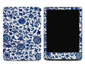 Kindle Paperwhite Skin: Blue Toile Chinoiserie Floral Decal, Coquette Bookish Gift Wrap