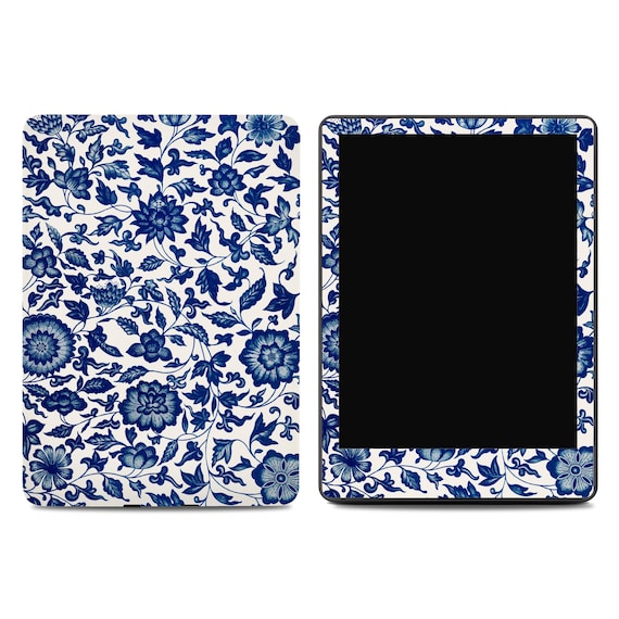 Kindle Paperwhite Skin: Blue Toile Chinoiserie Floral Decal, Coquette Bookish Gift Wrap