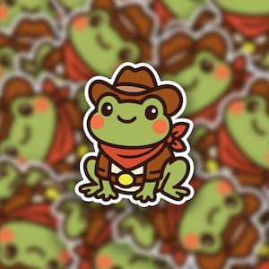 Cute Frog Sticker | Cowboy Frog Sticker | Laptop Sticker | Water Bottle Stickers | Vinyl Stickers | Funny Sticker | Meme Stickers