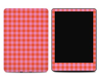 Cherry Picnic Kindle skin - pink gingham plaid ereader decal