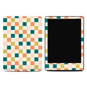 Skin pour Kindle à carreaux rétro Skins Kindle Paperwhite Stickers Kindle Skins Kindle Sticker blanc comme du papier image 1