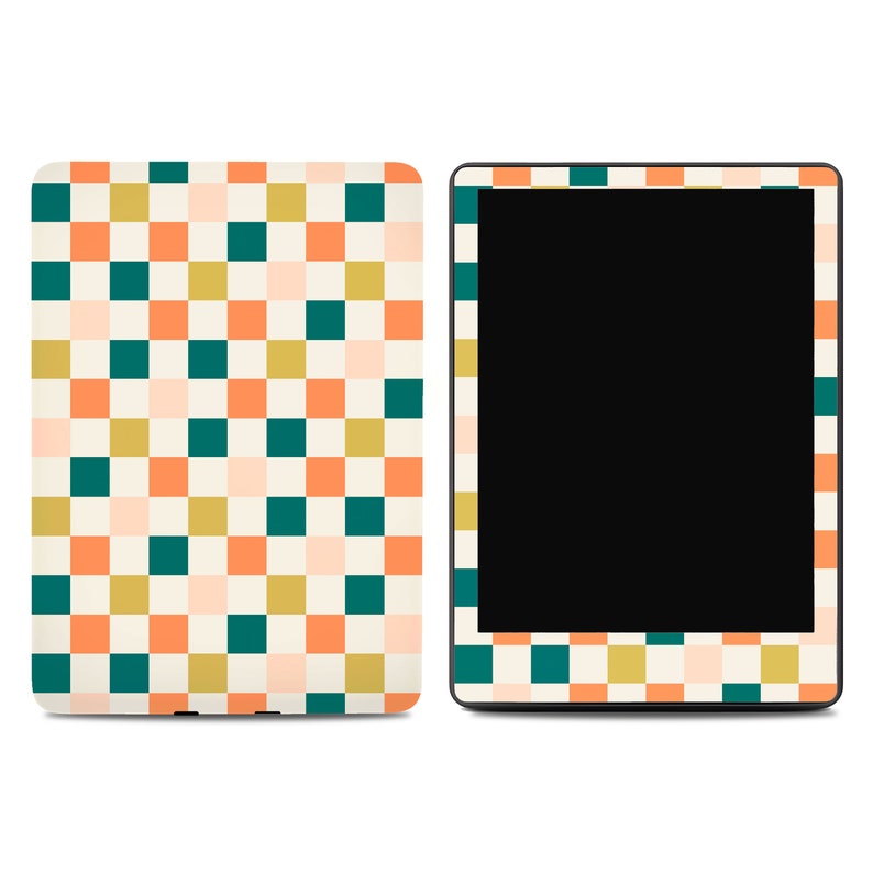 Skin pour Kindle à carreaux rétro Skins Kindle Paperwhite Stickers Kindle Skins Kindle Sticker blanc comme du papier image 1