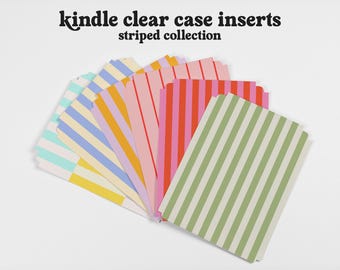 Striped Kindle Clear Case Inserts - Pastel & Bold Stripe Insert Collection