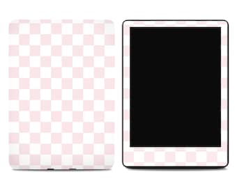 Kindle Paperwhite: Blush Pink Checkerboard Coquette Ereader Skin BookTok Decal