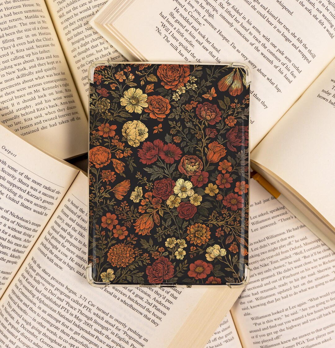 Vintage Autumn Floral Kindle Insert - Dark Botanical Design - Etsy