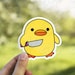 Chicken Duck Holding Knife Meme Sticker | Laptop Sticker | Water Bottle Sticker | Vinyl Sticker | Funny Sticker | Meme Sticker