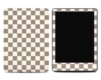Brown Checkered Kindle Skin - Matte Vinyl Wrap for Paperwhite