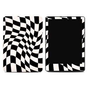 Kindle Skin Wavy Black and White Checkered