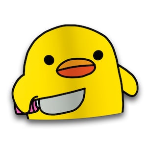Duck Holding Knife Peeker Vinyl Sticker | Car Window Decal | Memer Stickers | Funny Car Stickers | Bumper Stickers | Peeking Stickers