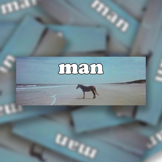 Man Horse Meme Bumper Sticker - Water Resistant Vinyl