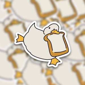 Duck Running Away With Bread Sticker | Laptop Sticker | Water Bottle Sticker | Vinyl Sticker | Funny Sticker | Meme Sticker
