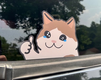 Crying Cat Peeker Vinyl Sticker - Car Window Meme Decal