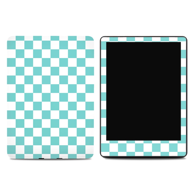 Teal Checkered Kindle Skin Kindle Paperwhite Skins Kindle Stickers Kindle Skins Paperwhite Decal image 1
