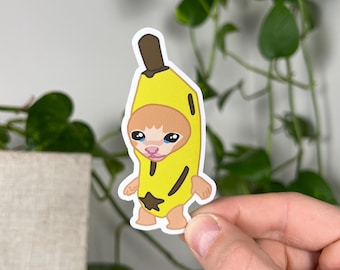 Crying Banana Cat Sticker | Funny Meme Vinyl Decal
