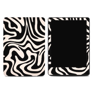 Abstract Wavy Kindle Skin: Black & Cream Swirl Vinyl Decal
