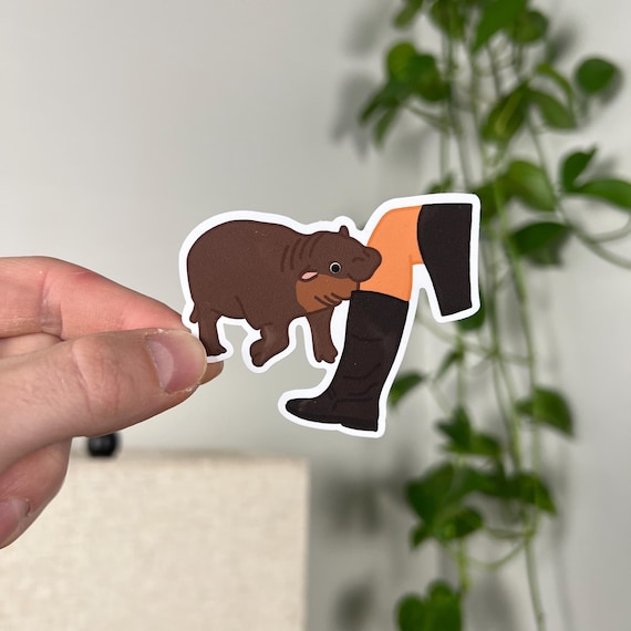 Hippo Sticker - Moo Deng Meme Style, Weatherproof Vinyl