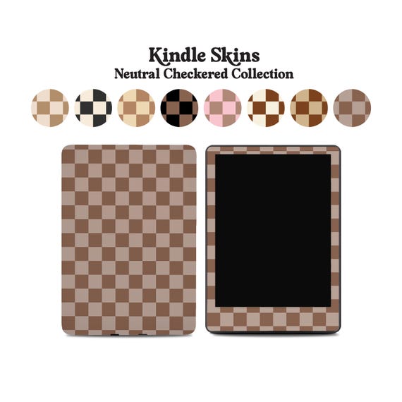 Kindle Skin - Neutral Checkered Designs, Matte Textured Vinyl